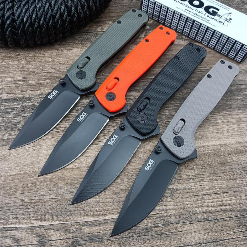SOG Terminus XR Flipper Knife 3.07" Black D2 Clip Point Blade, Nylon Fiber Handles