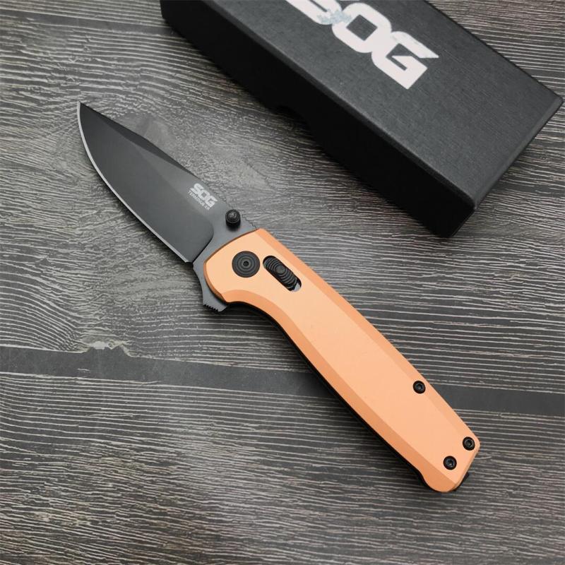 SOG Terminus XR Flipper Knife 2.95" Stonewashed D2 Clip Point Blade, Aluminum Alloy Handles