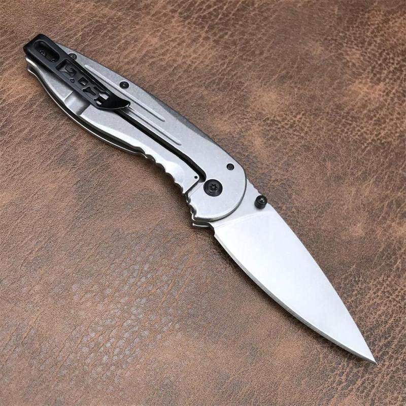 SOG Aegis FLK Flipper Knife 3.54" 8Cr13mov Stonewashed Drop Point Blade, Stainless Steel Handles