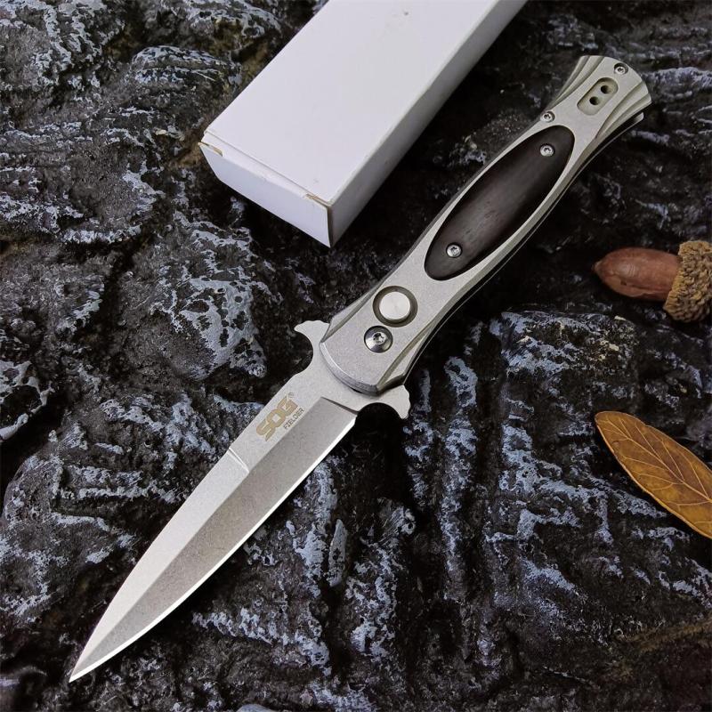 SOG Fielder Auto Folding Knife 3.54" 440C Satin Blade, 420 Steel Handles