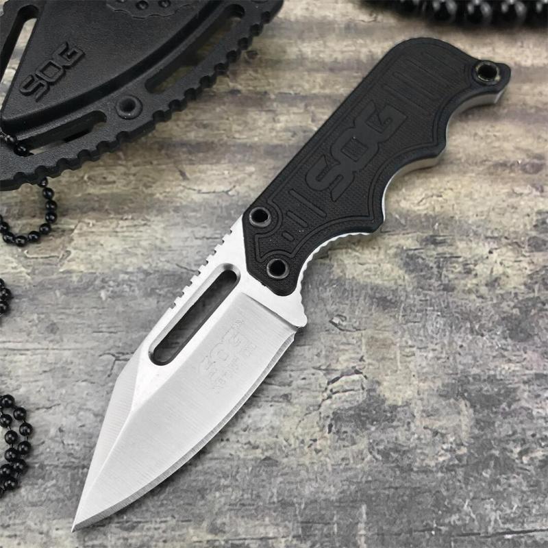 SOG Mini Neck Knife 2.13" 5Cr15 Satin Plain Blade, G10 Handles