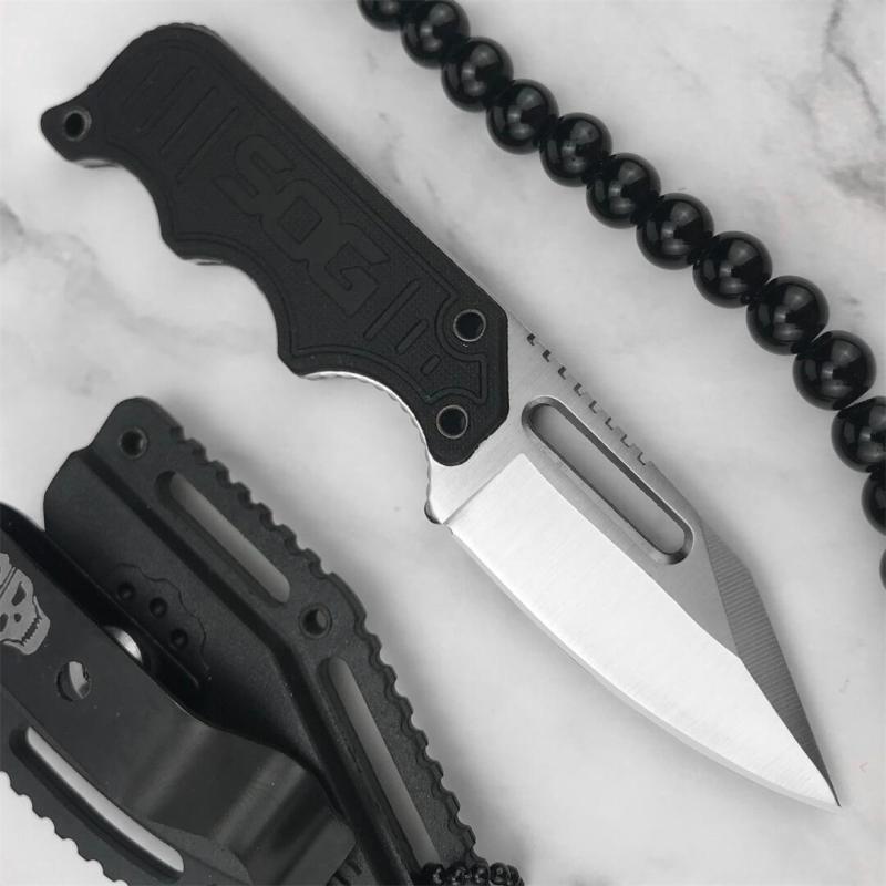 SOG Mini Neck Knife 2.13" 5Cr15 Satin Plain Blade, G10 Handles