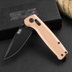 SOG Terminus XR Flipper Knife 2.95" Stonewashed D2 Clip Point Blade, Aluminum Alloy Handles