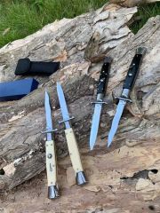 Italy AKC 10'' 4Models OTF AUTO Knife Godfather Stiletto Mafia 4.21" 440 Steel Mirror Blade, Acrylic Handles