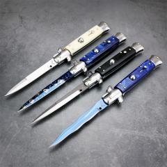 Italy 9'' AKC 4Models Godfather Stiletto Mafia OTF AUTO Knife 4.01" 440c Steel Blade, Acrylic Handles