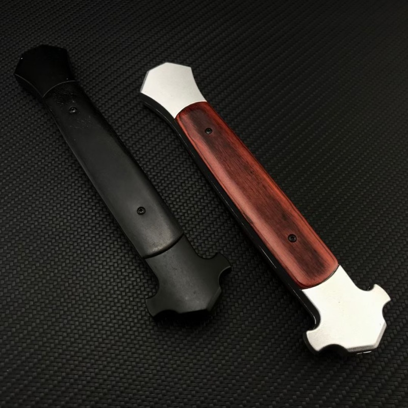 Italy 13'' AKC 2coloes Classical OTF AUTO Knife Double Action 5.51" 440C Steel Blade, Color wood Handles
