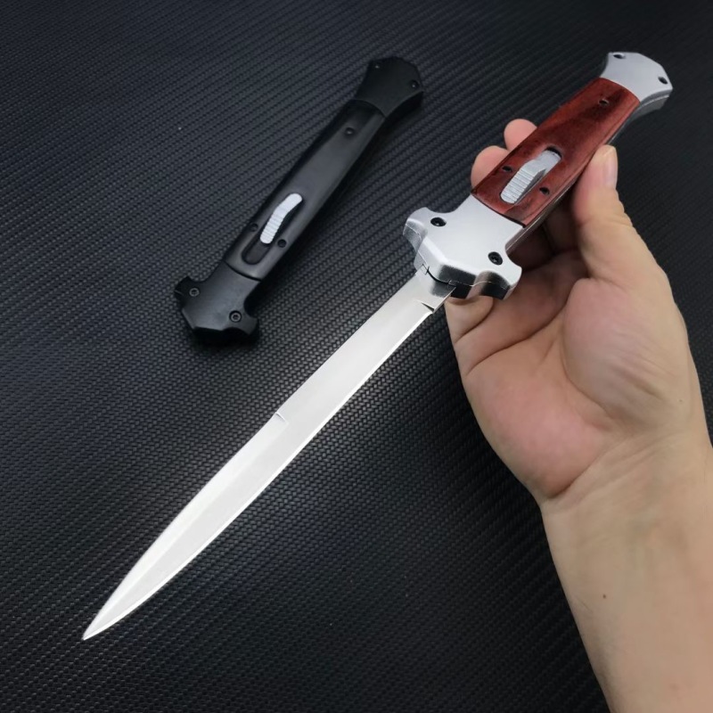 Italy 13'' AKC 2coloes Classical OTF AUTO Knife Double Action 5.51" 440C Steel Blade, Color wood Handles