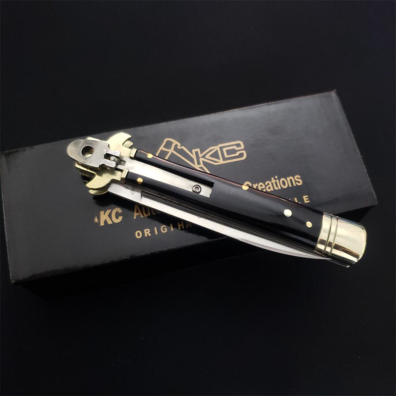 Italy Classical 9'' AKC OX Horn Handles Leverletto OTF AUTO Knife 3.54" D2 Steel Blade