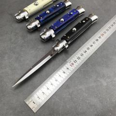 Italy 9'' AKC 4Models Godfather Stiletto Mafia OTF AUTO Knife 4.01" 440c Steel Blade, Acrylic Handles