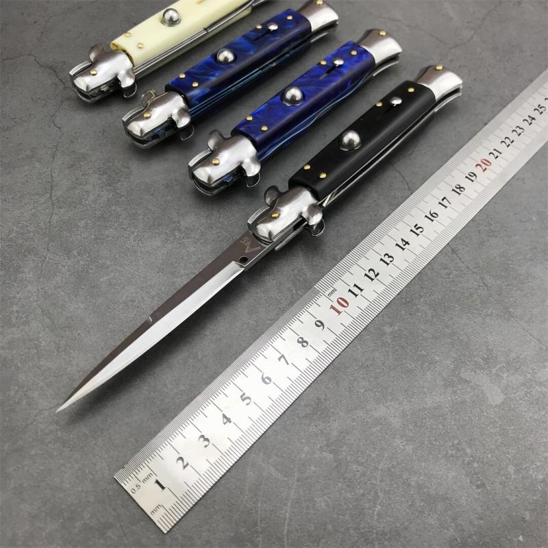 Italy 9'' AKC 4Models Godfather Stiletto Mafia OTF AUTO Knife 4.01" 440c Steel Blade, Acrylic Handles