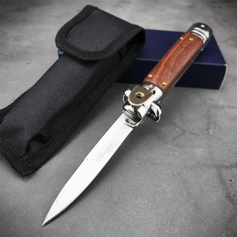 Italy Classical 7.48'' AKC OTF AUTO Knife 3.07" 440C Steel Blade, Color wood Handles