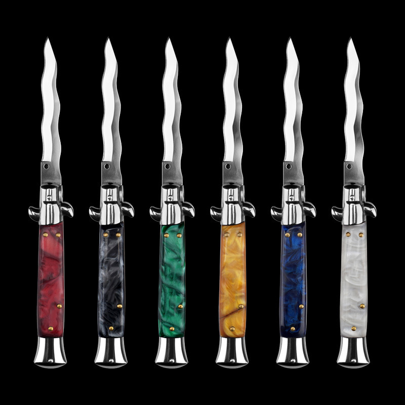 Italy 9'' AKC 12Models Knifes Kriss Godfather Stiletto Mafia OTF AUTO Knife 3.77" 440c Steel Blade, Acrylic Handles