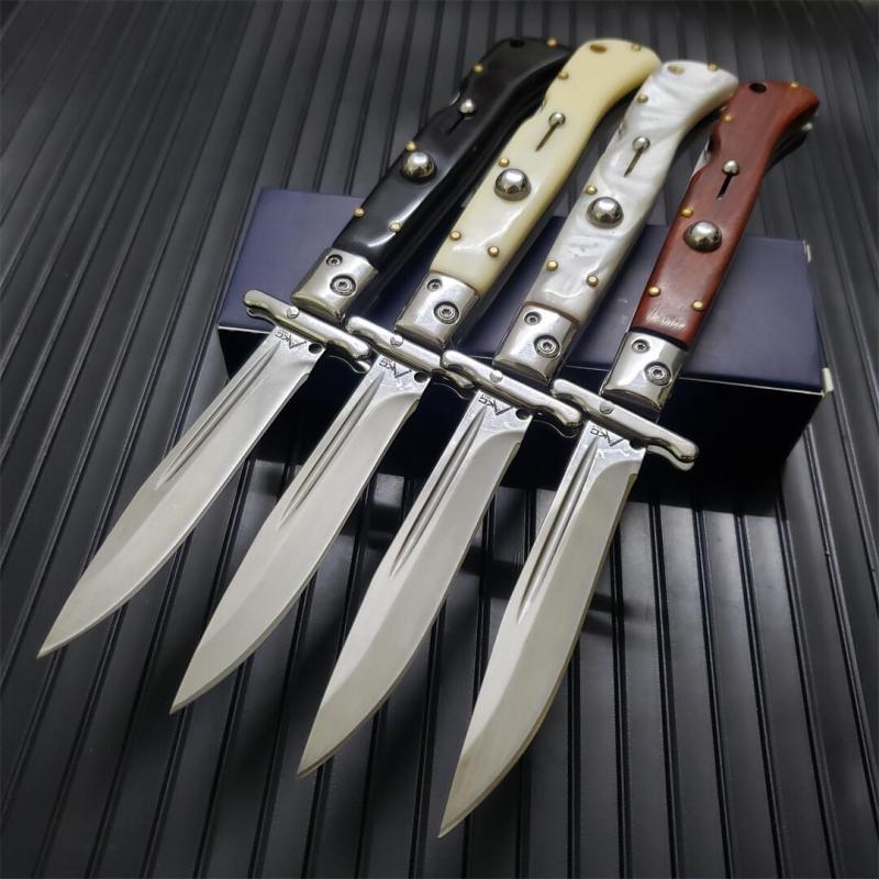 Italy AKC 9'' Acrylic Handles 4ModelsGodfather Stiletto Mafia OTF AUTO Knife 3.54" 440c Steel Blade