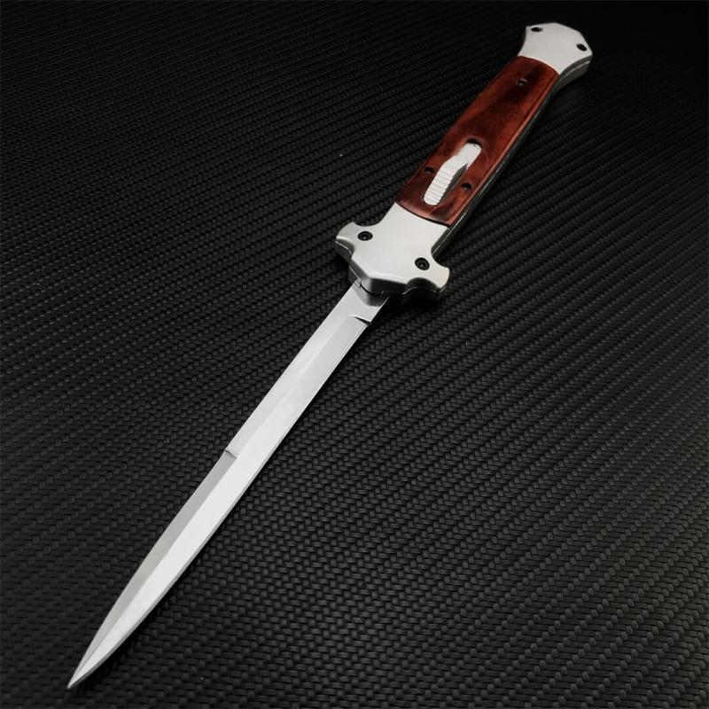 Italy 13'' AKC 2coloes Classical OTF AUTO Knife Double Action 5.51" 440C Steel Blade, Color wood Handles