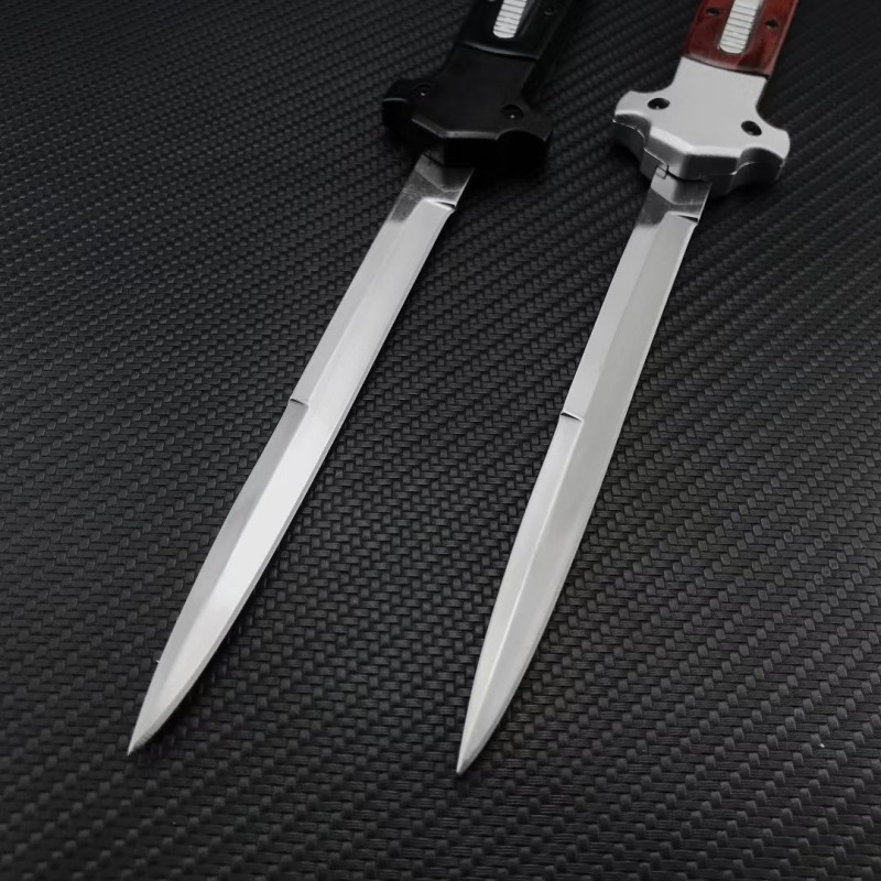 Italy 13'' AKC 2coloes Classical OTF AUTO Knife Double Action 5.51" 440C Steel Blade, Color wood Handles