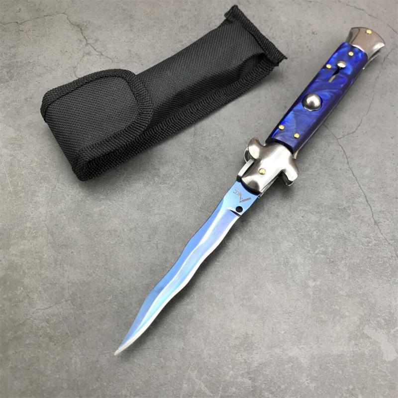 Italy 9'' AKC 4Models Godfather Stiletto Mafia OTF AUTO Knife 4.01" 440c Steel Blade, Acrylic Handles