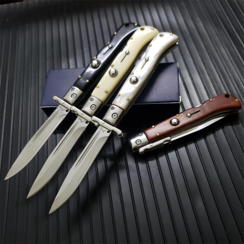 Italy AKC 9'' Acrylic Handles 4ModelsGodfather Stiletto Mafia OTF AUTO Knife 3.54" 440c Steel Blade