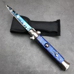 Italy 9'' AKC 4Models Godfather Stiletto Mafia OTF AUTO Knife 4.01" 440c Steel Blade, Acrylic Handles