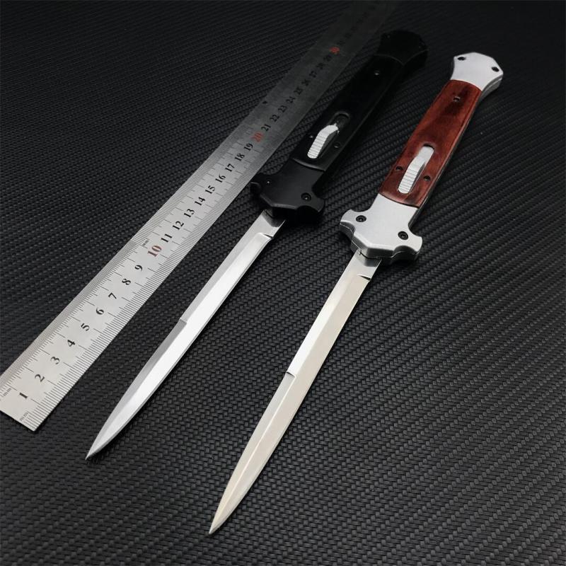 Italy 13'' AKC 2coloes Classical OTF AUTO Knife Double Action 5.51" 440C Steel Blade, Color wood Handles