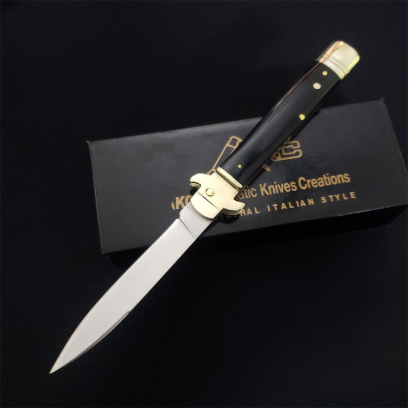 Italy Classical 9'' AKC OX Horn Handles Leverletto OTF AUTO Knife 3.54" D2 Steel Blade