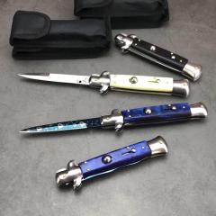 Italy 9'' AKC 4Models Godfather Stiletto Mafia OTF AUTO Knife 4.01" 440c Steel Blade, Acrylic Handles