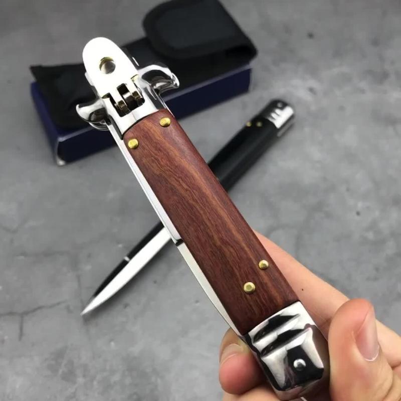 Italy Classical 7.48'' AKC OTF AUTO Knife 3.07" 440C Steel Blade, Color wood Handles
