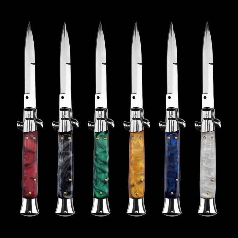 Italy AKC 13Models KnivesGodfather Stiletto Mafia OTF AUTO Knife 3.77" 440c Steel Blade, Acrylic Handles