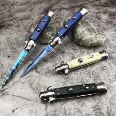 Italy 9'' AKC 4Models Godfather Stiletto Mafia OTF AUTO Knife 4.01" 440c Steel Blade, Acrylic Handles