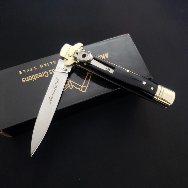 Italy Classical 9'' AKC OX Horn Handles Leverletto OTF AUTO Knife 3.54" D2 Steel Blade