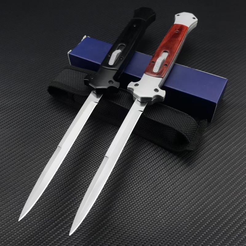 Italy 13'' AKC 2coloes Classical OTF AUTO Knife Double Action 5.51" 440C Steel Blade, Color wood Handles