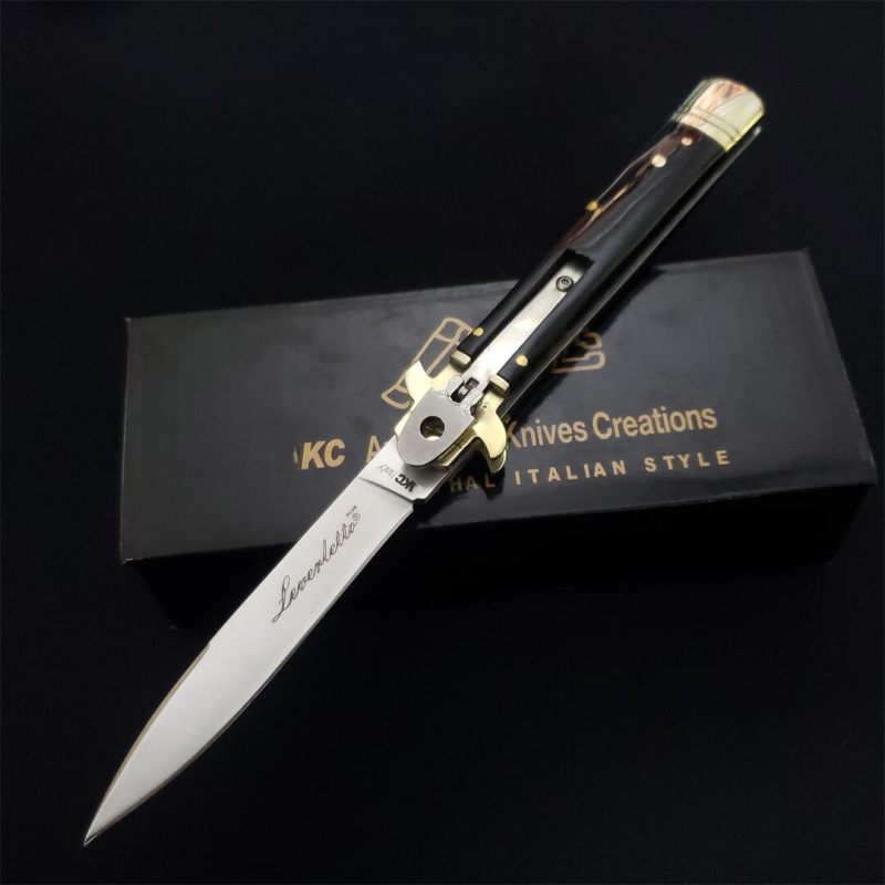 Italy Classical 9'' AKC OX Horn Handles Leverletto OTF AUTO Knife 3.54" D2 Steel Blade