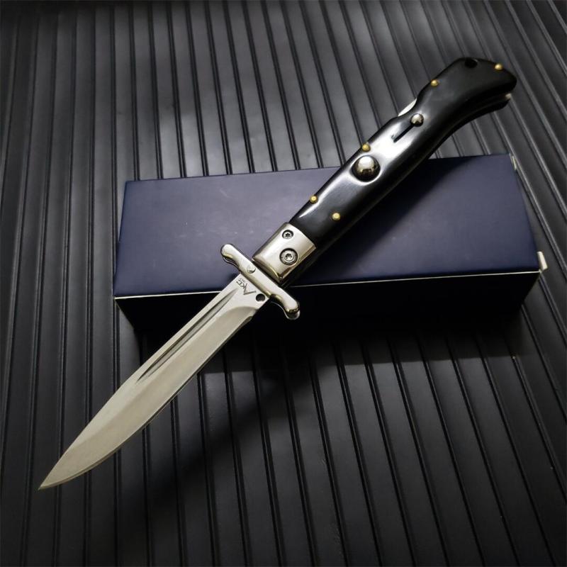 Italy AKC 9'' Acrylic Handles 4ModelsGodfather Stiletto Mafia OTF AUTO Knife 3.54" 440c Steel Blade
