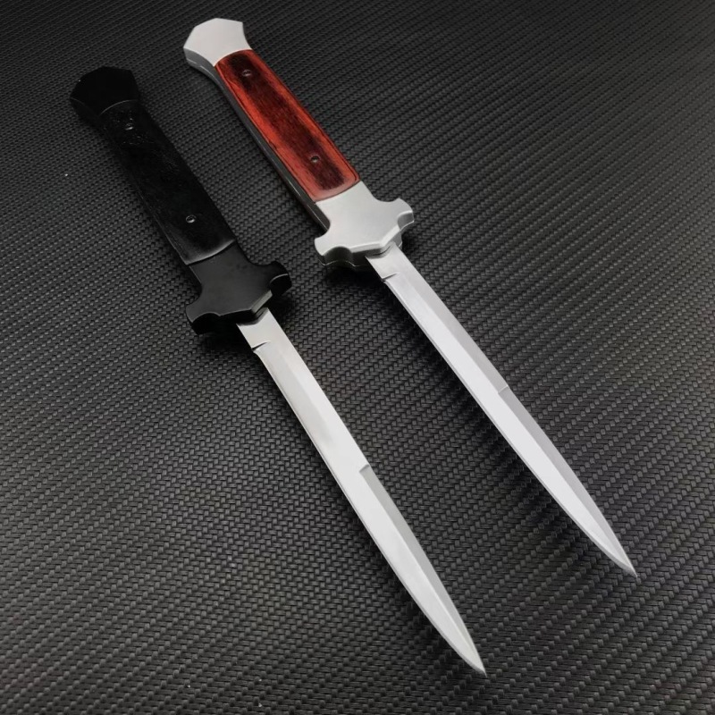 Italy 13'' AKC 2coloes Classical OTF AUTO Knife Double Action 5.51" 440C Steel Blade, Color wood Handles