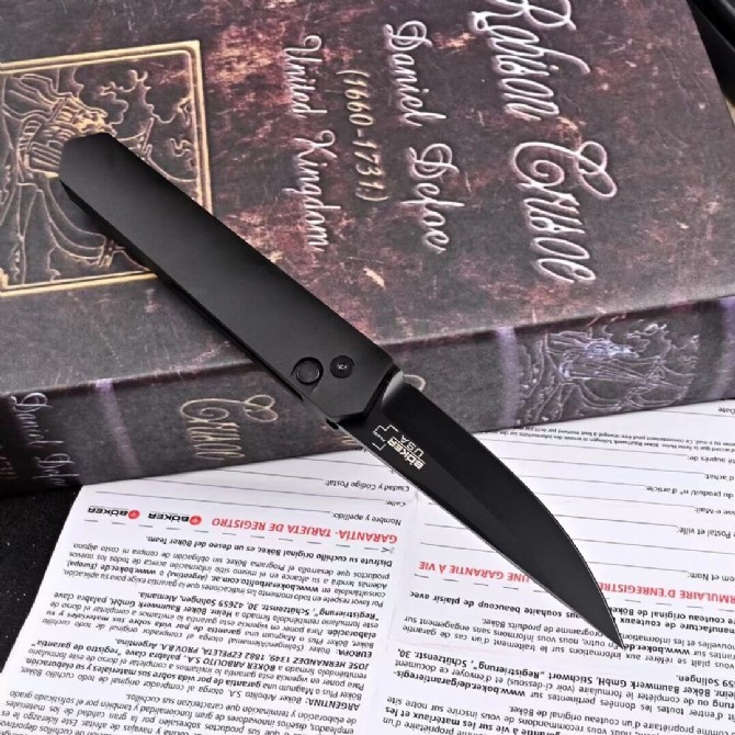 Boker Plus/Pro-Tech Burnley Kwaiken AUTO Folding Knife 3.43" 154CM Black Blade, Black Aluminum Handles