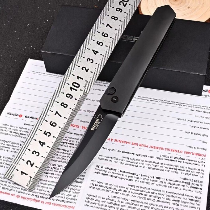 Boker Plus/Pro-Tech Burnley Kwaiken AUTO Folding Knife 3.43" 154CM Black Blade, Black Aluminum Handles