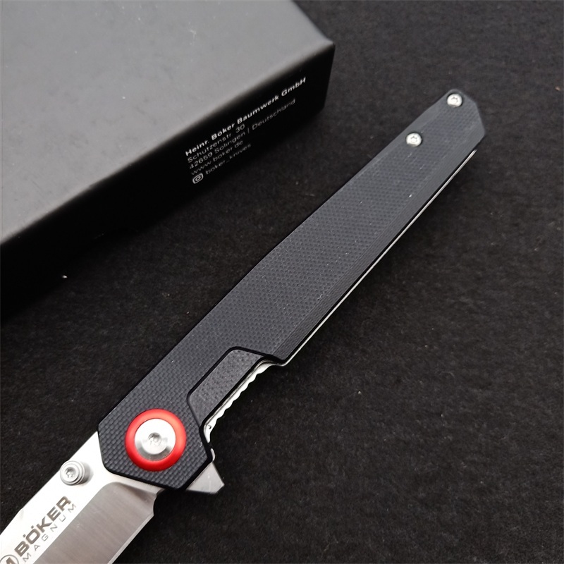 Boker MAGUNM Flipper Folding Knife 3.54" 440B  Satin Blade, G10 Handles