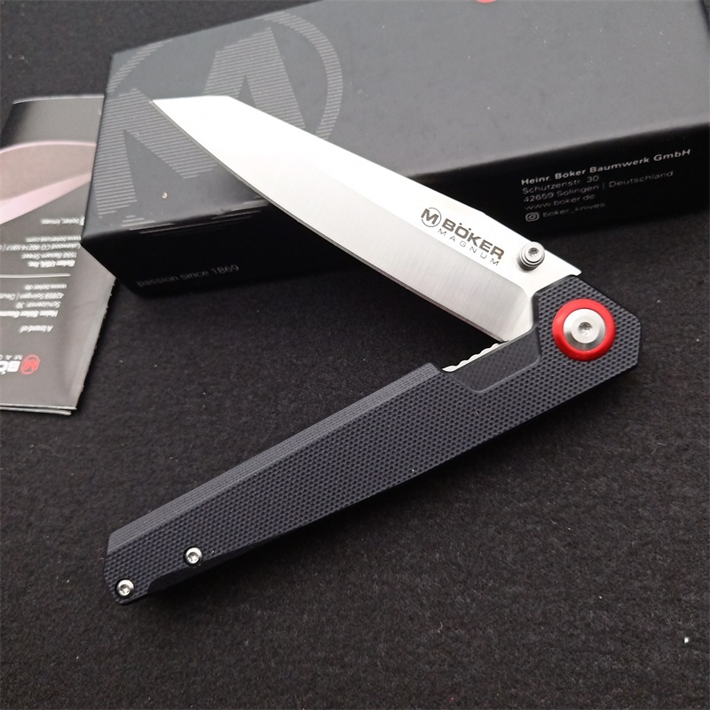 Boker MAGUNM Flipper Folding Knife 3.54" 440B  Satin Blade, G10 Handles