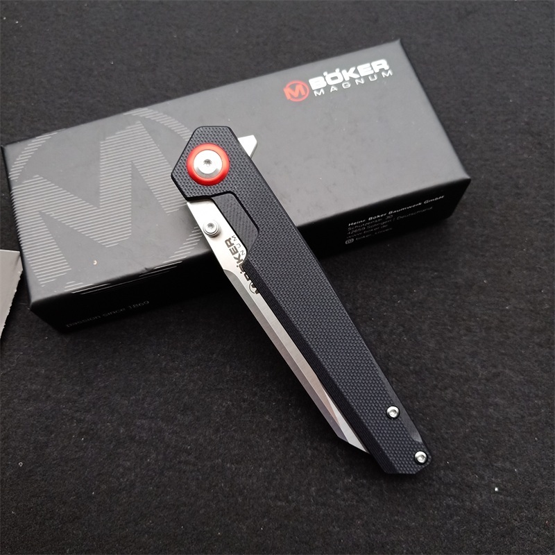 Boker MAGUNM Flipper Folding Knife 3.54" 440B  Satin Blade, G10 Handles