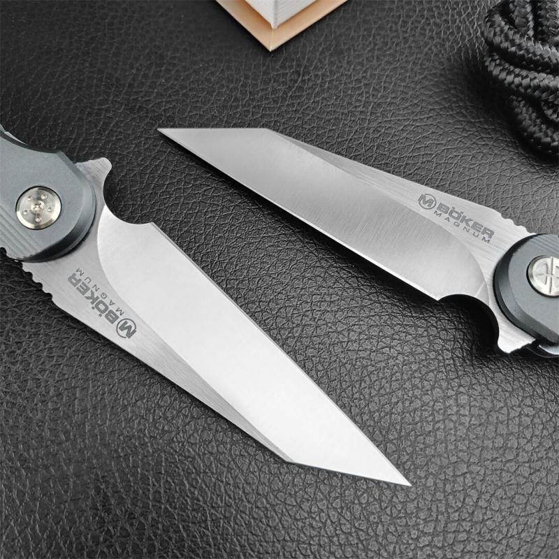 Boker MAGUNM Flipper Folding Knife 3.35" D2 Satin Blade, Aluminum Alloy Handles