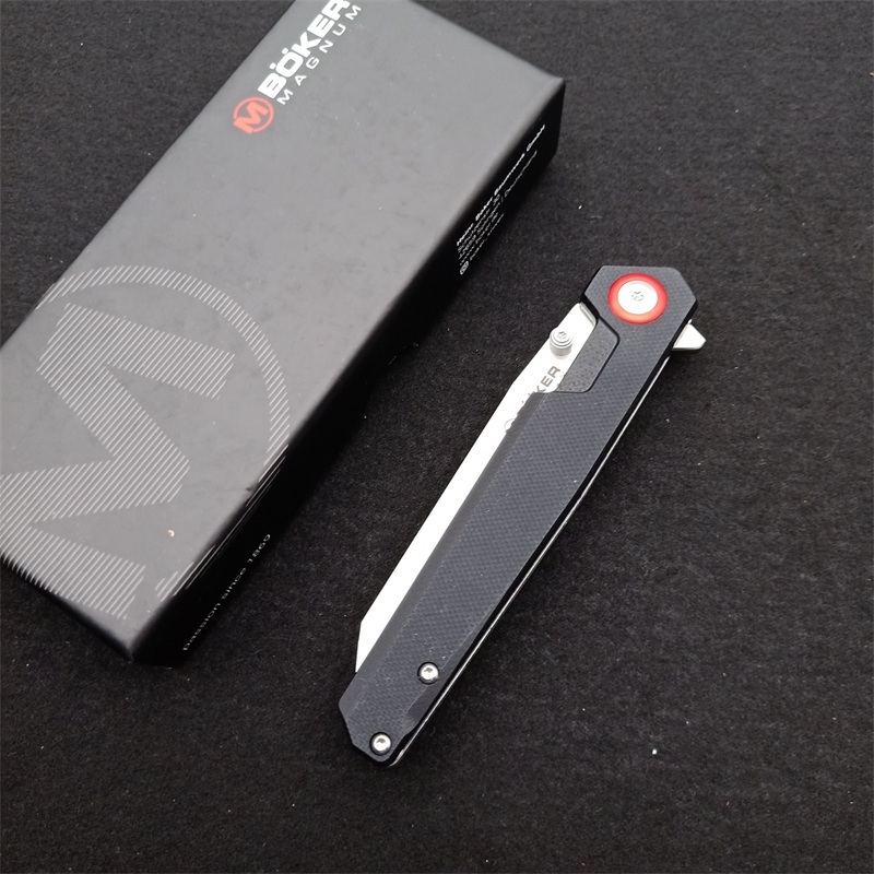 Boker MAGUNM Flipper Folding Knife 3.54" 440B  Satin Blade, G10 Handles