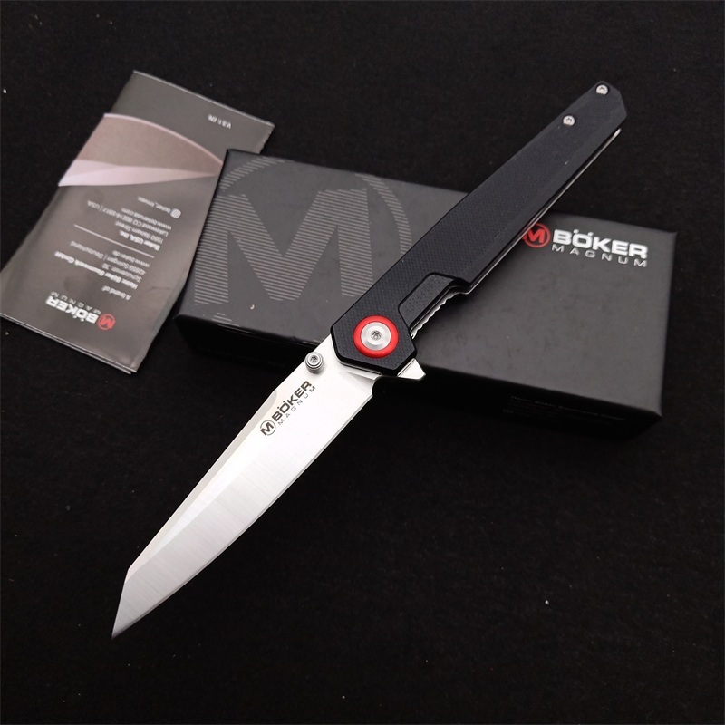 Boker MAGUNM Flipper Folding Knife 3.54" 440B  Satin Blade, G10 Handles
