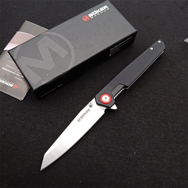 Boker MAGUNM Flipper Folding Knife 3.54" 440B  Satin Blade, G10 Handles