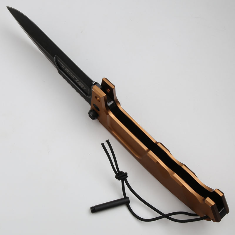 ER RAO Knives 2colors Heavy Duty Folding 4.52" Black N690 Drop Point Blade, Black Aluminum Handles