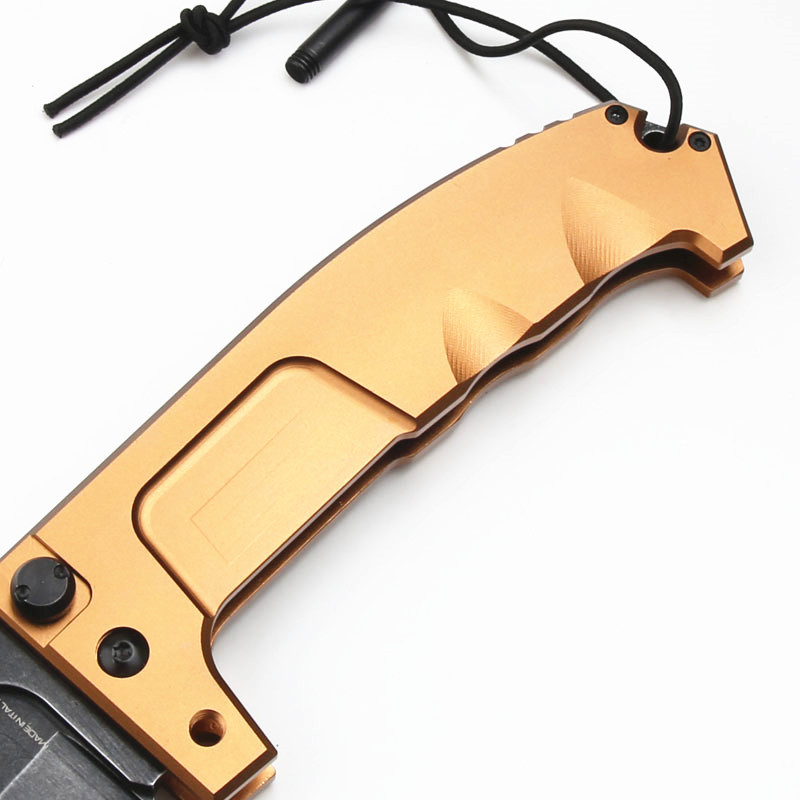 ER RAO Knives 2colors Heavy Duty Folding 4.52" Black N690 Drop Point Blade, Black Aluminum Handles