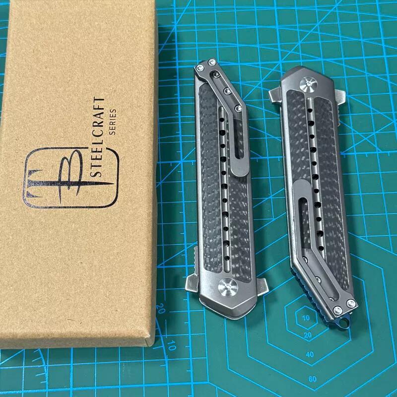 Todd Begg Knives 3.58" S35VN Blade Double Edge Dagger,Carbon Fiber+TC4 Handles