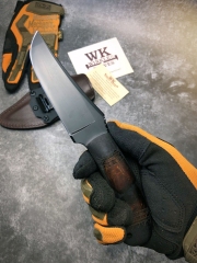 WK Belt Knife 4.72" 80crv2 Fixed Blade, Maple Handles, Lined Kydex Leather Sheath