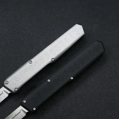 Slenderman SLM Knives Combat OTF Knife 3.34" CPM-D2 Satin Blade, T6-Aviation Aluminum Handles