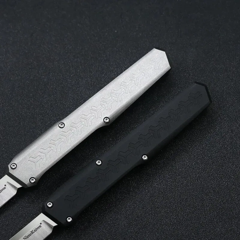 Slenderman SLM Knives Combat OTF Knife 3.34" CPM-D2 Satin Blade, T6-Aviation Aluminum Handles