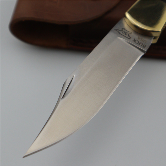 Buck 110 Limited Edition 50th Anniversary Lockback Folding Hunter Knife 3.35" M390 Satin Clip Point Blade, Carbon Fiber Handles