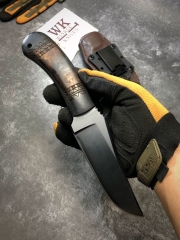 WK Belt Knife 4.72" 80crv2 Fixed Blade, Maple Handles, Lined Kydex Leather Sheath